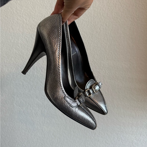 Prada y2k buckle gun-metal metallic pumps - Picture 2 of 9